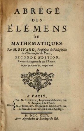 Elémens de Mathematiques