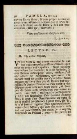 Lettre IV. Ma très chère Enfant, ...