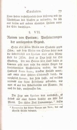 § VII. Ruinen von Epetium; Versteinerungen der umliegenden Gegend.