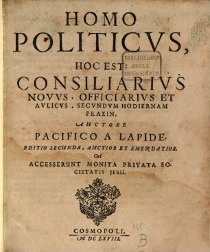 Homo politicus : h.e. consiliarius novus