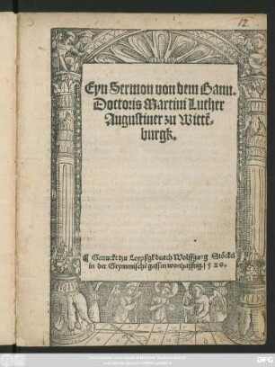 Eyn Sermon von dem Bann.|| Doctoris Martini Luther || Augustiner zu Wittẽ=||burgk.||