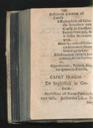 Caput Primum. De Sophistica in Genere.