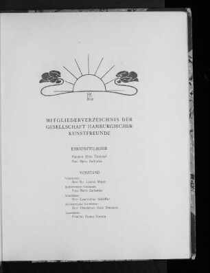 Mitgliederverzeichnis der Gesellschaft Hamburgischer Kunstfreunde