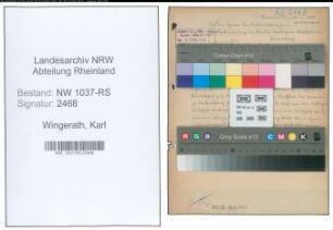 Entnazifizierung Karl Wingerath , geb. 07.12.1888 (Maschinenmeister)