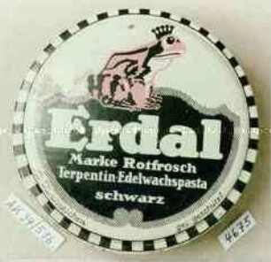 Blechdose für "Erdal Marke Rotfrosch Terpentin-Edelwachspasta schwarz"
