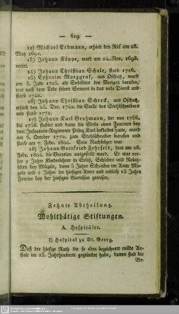 Zehnte Abtheilung. Wohlthätige Stiftungen
