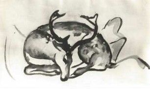 Marc, Franz. Liegender Hirsch. Pinselzeichnung. 1911