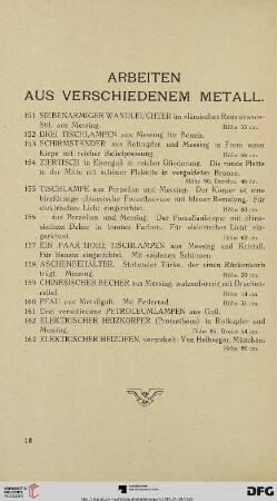 Arbeiten aus verschiedenem Metall (Nr. 151-163)
