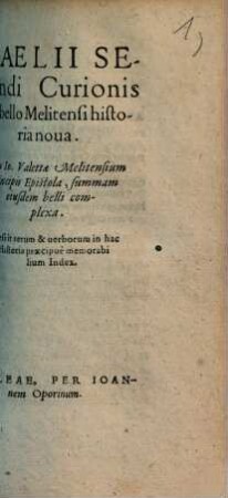 Caelii Secundi Curionis de bello Melitensi historia noua