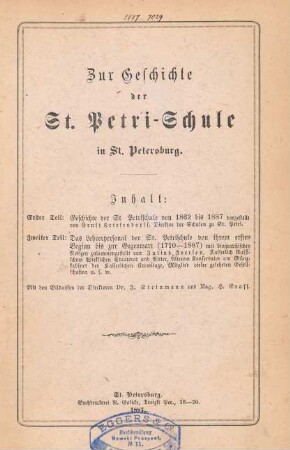 Zur Geschichte der St. Petri-Schule in St. Petersburg