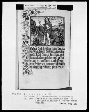 Deutsches Gebetbuch (Waldburg-Gebetbuch) — Auferstehung Christi, Folio 90verso