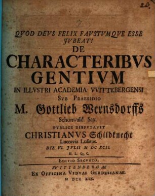 Disp. de characteribus gentium