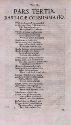 Pars Tertia. Basilicae Consummatio.