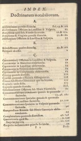 Index Doctrinarum notabiliorum.
