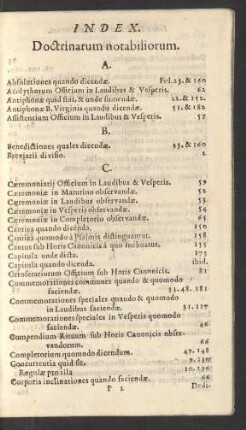 Index Doctrinarum notabiliorum.