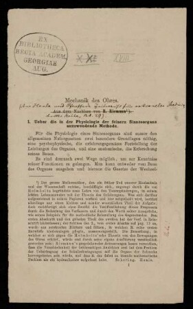 Mechanik des Ohres, Heidelberg, Leipzig, Göttingen, 1865 - 1867