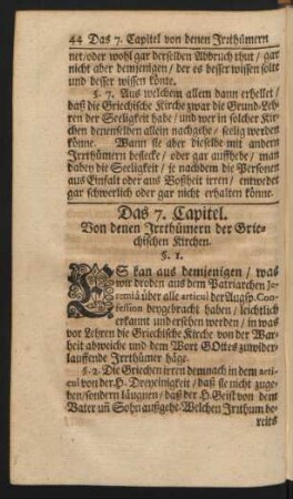 Das 7. Capitel. Von denen Irrthümern der Griechischen Kirchen.