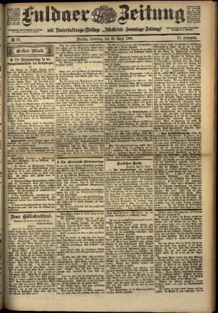 Erste Ausgabe vom Samstag, den 28. April 1900.