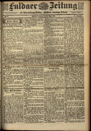 Erste Ausgabe vom Samstag, den 28. April 1900.