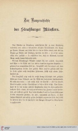 Zur Baugeschichte des Straßburger Münsters