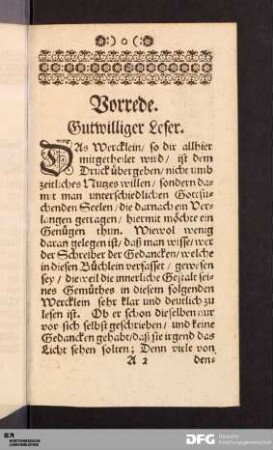 Vorrede. Gutwilliger Leser.