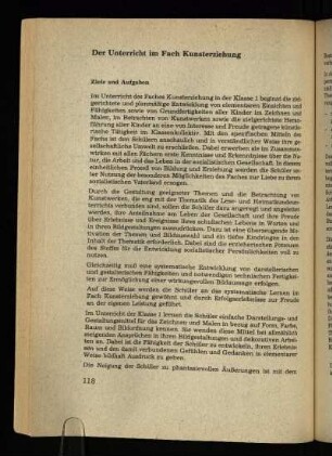 Der Unterricht im Fach Kunsterziehung