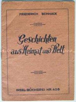 Kommunistische Tarnschrift über die sowjetische Landwirtschaft im Umschlag eines Heftes mit Heimatgeschichten