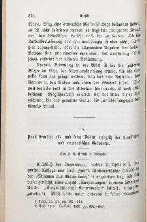 374-388 Papst Benedict XIV und seine Bullen bezüglich der chinesischen und malabarischen Gebräuche