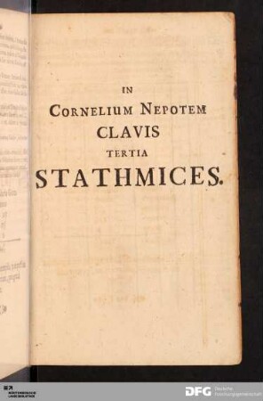 Clavis tertia.