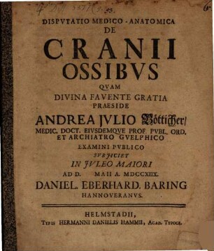 Disp. med. anat. de cranii ossibus