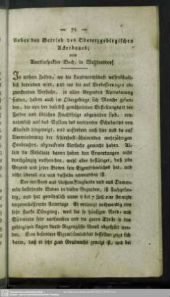 Ueber den Betrieb des Obererzgebirgischen Ackerbaues