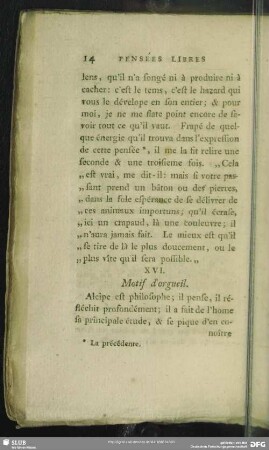 XVI. Motif d' orgueil
