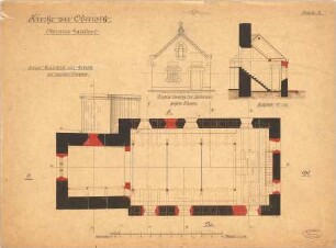 Dolmetsch, Heinrich; Oberrot; Ev. Pfarrkirche, Restaurierung - Grundriss OG; Sakristei Südseite (Ansicht, Schnitt)