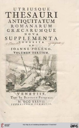 Band 3: Utriusque Thesauri Antiquitatum Romanarum Graecarumque Nova Supplementa