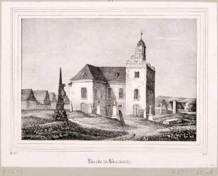 Die Kirche und der Kirchhof von Brockwitz (Coswig) südöstlich von Meißen von Norden, aus Sachsens Kirchen-Galerie von Hermann Schmidt, 1837, Bd. 1