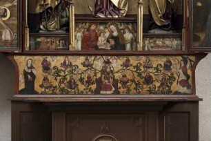 Butzbacher Marienretabel — Predella - Wurzel Jesse mit Verkündigung der Geburt Christi