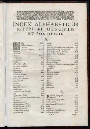Index Alphabeticus Repertorii Juris Civilis Et Pontificii.