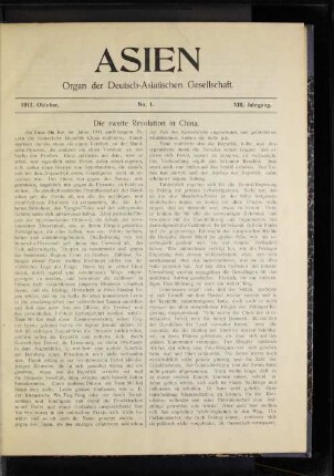1913, Oktober No. 1 XIII. Jahrgang.