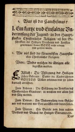 1. Was ist der Catechismus?