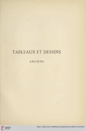 Tableaux et Dessins (Nr. 1 - 69)