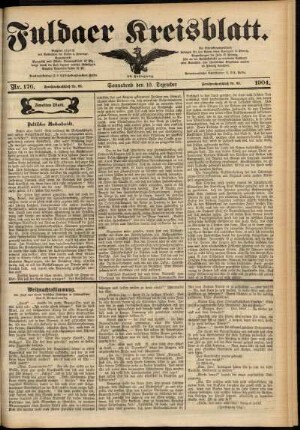Zweite Ausgabe vom Samstag, den 10. Dezember 1904.