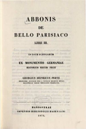 Abbonis De Bello Parisiaco : libri III