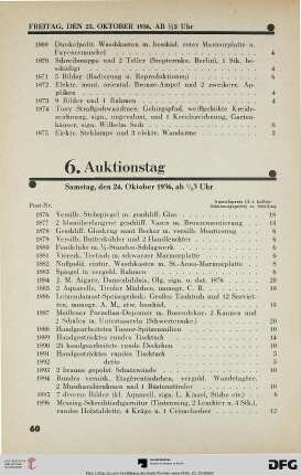 6. Auktionstag Samstag, den 24. Oktober 1936, ab ½ 3 Uhr (Nr. 1876-2250)