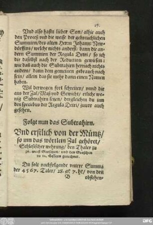 Folgt nun das Subtrahirn.