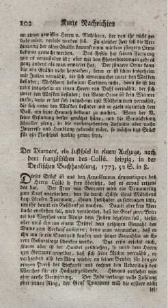 Der Diamant, ein Lustspiel in einem Aufzuge.