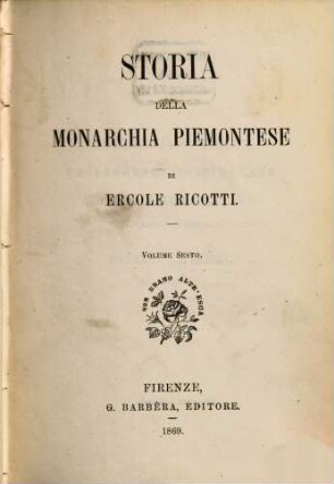 Storia della monarchia piemontese, Volume 6