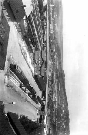 Ulm Brücke Reichsstraße 28 Blaubeurer Torbrücke Güterabfertigung Personenwagen Ausfahrsignale Fahrdrahtüberspannung Elektrolokomotiven