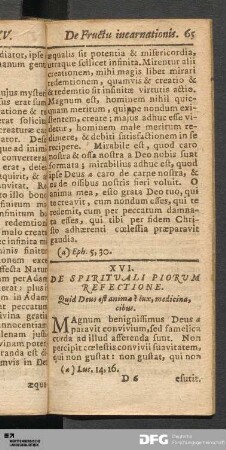 XVI. De Spirituali Piorum Refectione.