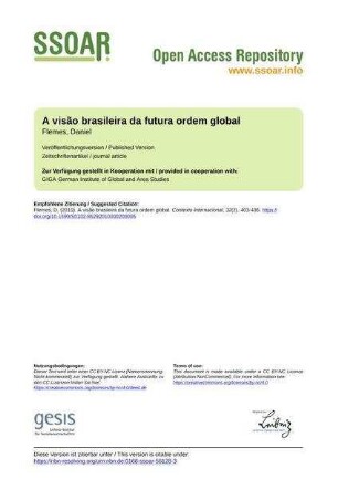 A visão brasileira da futura ordem global