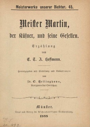 Meister Martin, der Küfner, und seine Gesellen : Erzählung